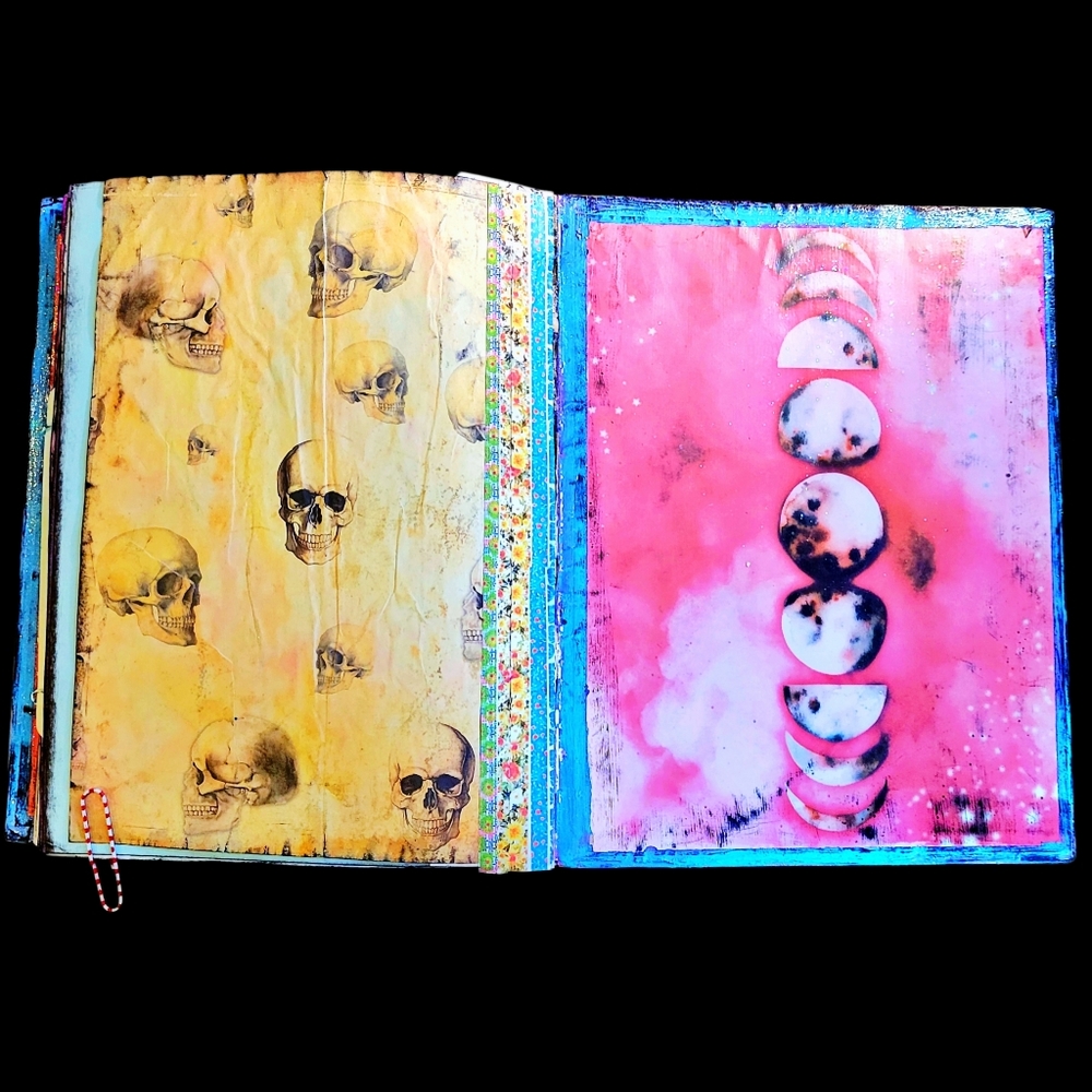 Junk Art Journal Creepy Cute Mermaid Large Creative Book Whimsical Nautical Fun - Picture 11 of 12